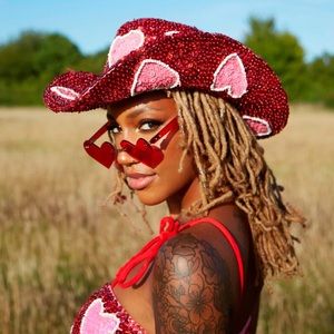 Easy Tiger Sequin Cupid Heart Cowboy Cowgirl Hat